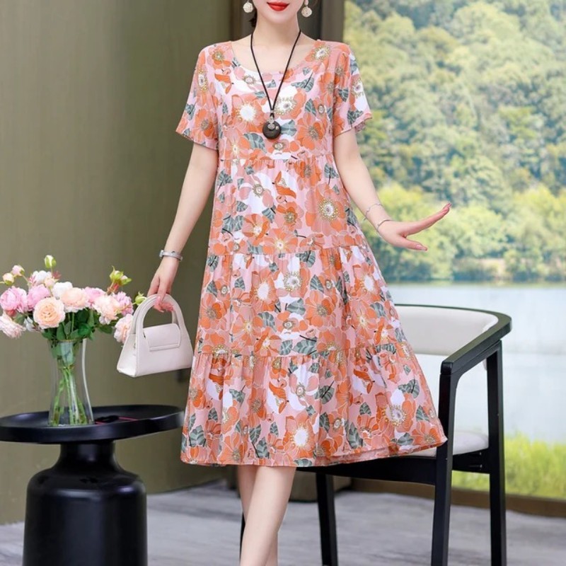 Women's New Arrival Floral Printed O-Neck Summer Dress