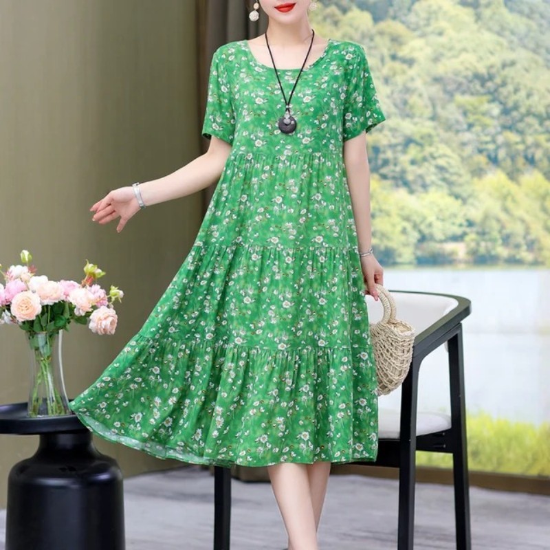 Women's New Arrival Floral Printed O-Neck Summer Dress