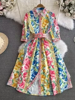 Women's Spring/Summer Lapel Sleeve A-Line Fashion Dress