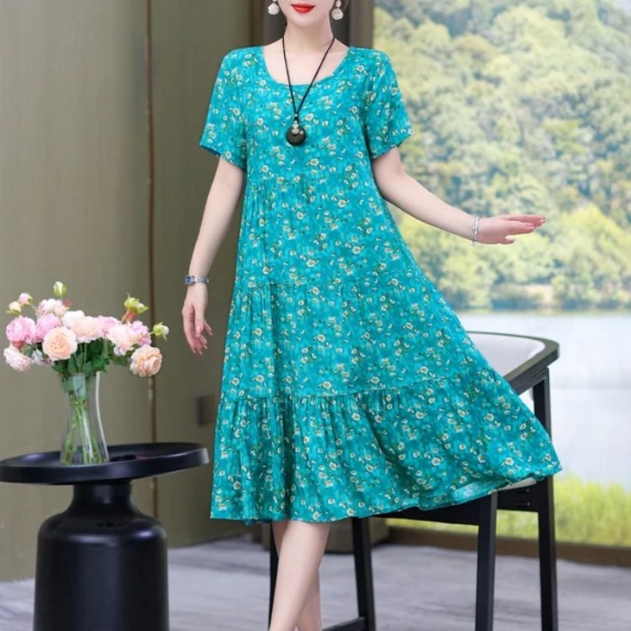 Women's New Arrival Floral Printed O-Neck Summer Dress