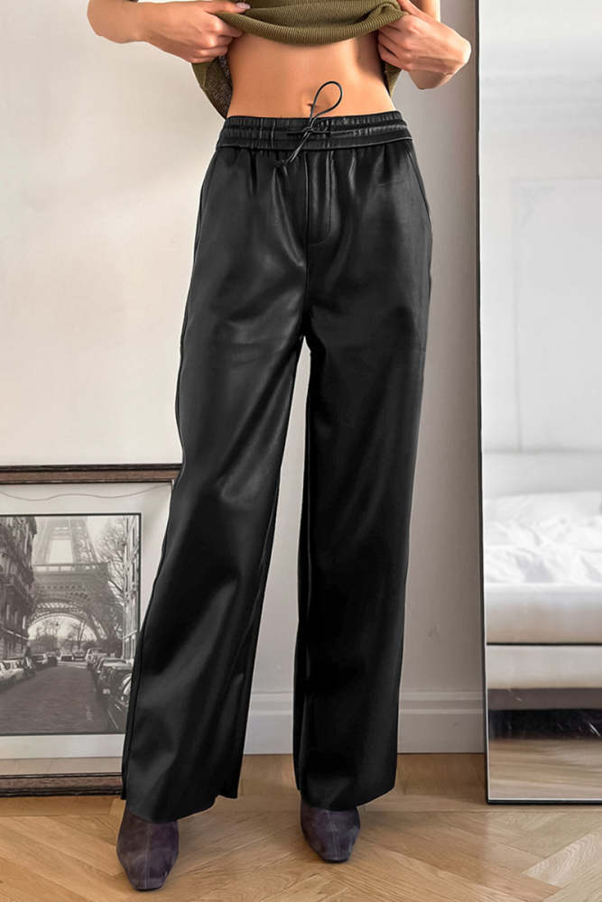 Women's Fashion Casual Lace-up Loose Straight Pants
