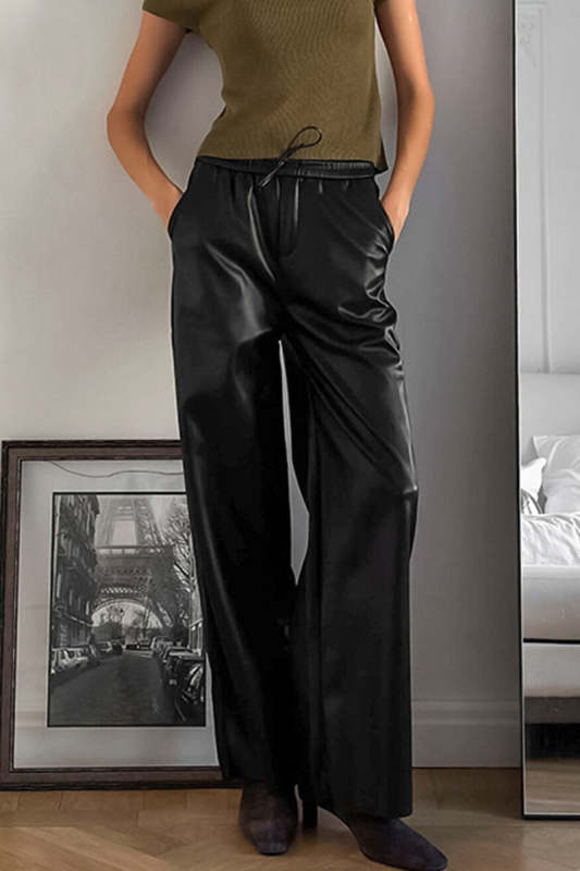 Women's Fashion Casual Lace-up Loose Straight Pants