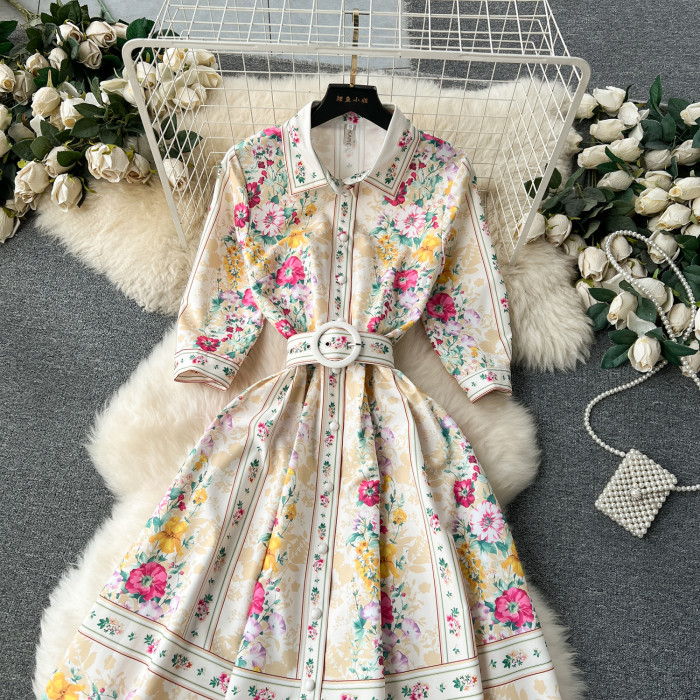 Women's Spring/Summer Lapel Sleeve A-Line Fashion Dress