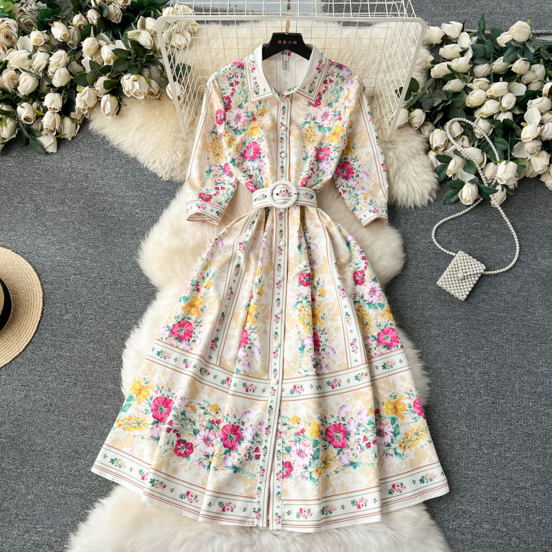 Women's Spring/Summer Lapel Sleeve A-Line Fashion Dress