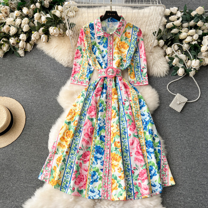 Women's Spring/Summer Lapel Sleeve A-Line Fashion Dress