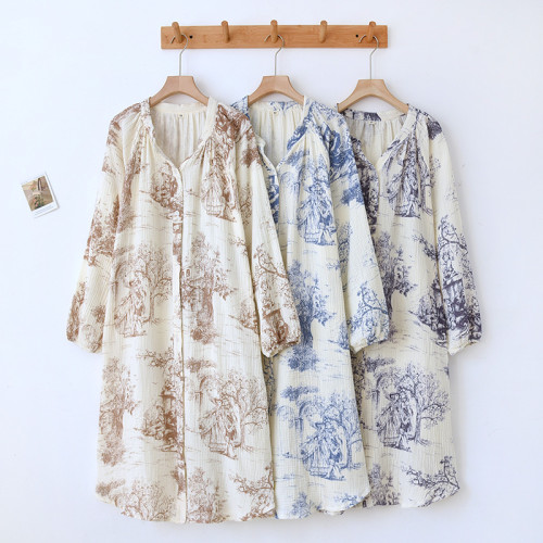 Women's Fall Pure Cotton Loose Full Sleeve Dress