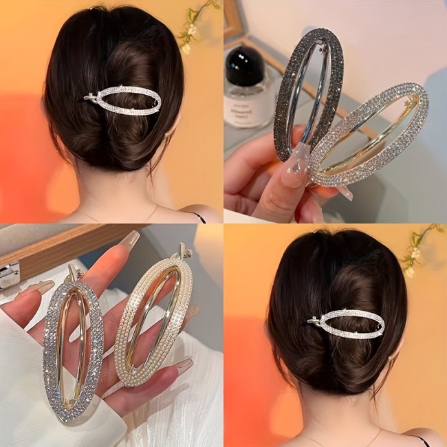 1pc Elegant Rhinestone Decorative Hair Claw Clip Vintage Non Slip Hair Grab Clip for Women And daily use Wear