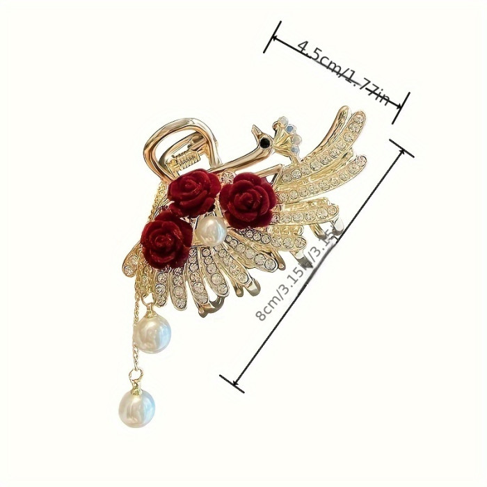 Elegant Peacock Tassel Hair Claw - Vintage-Inspired Alloy Hair Accessory for Women, Perfect for Updos & Styling