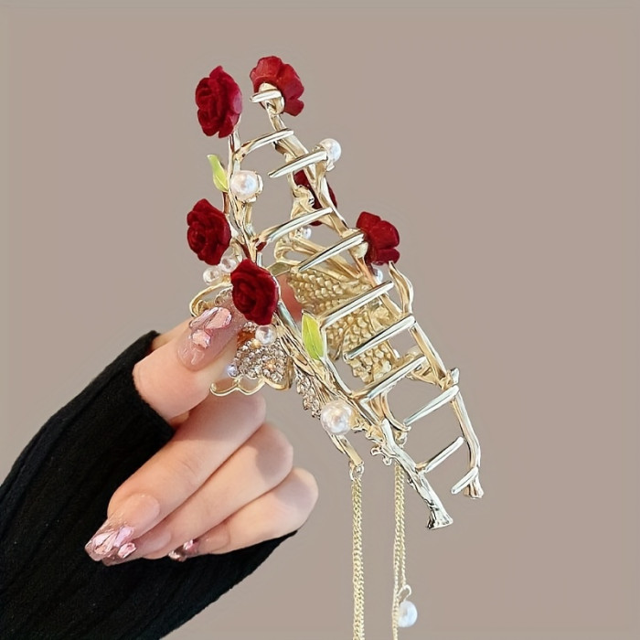 1pc Ladies Elegant Vintage Premium Rhinestone Butterfly Hair Clips, Casual Party Outdoor Decoration, Gift Photo Props, Suitable for Wearing Christmas, New Year, Valentine's Day Gift Jewellery