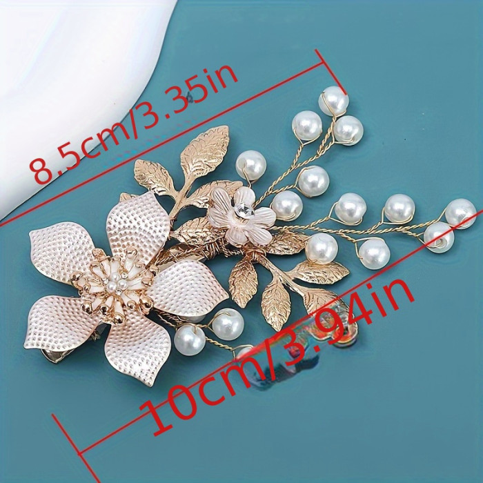 1pc Elegant Delicate Shiny Golden Hair Clip, Unique Eye-catching Fresh Flower Hair Clip, Women Girls Casual Party Wedding Decors, Princess Fairy Style Vintage Hair Accessories, Gift Photo Props