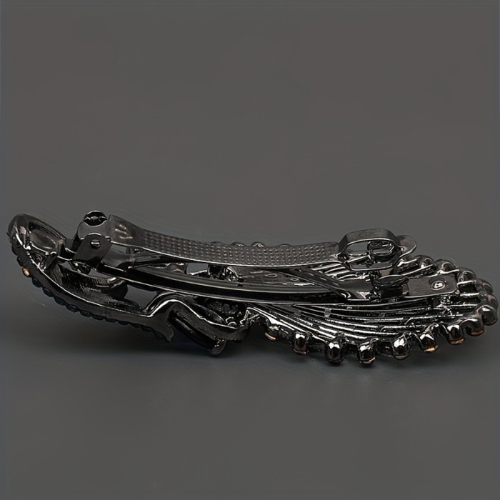 Boho-Chic Peacock Hair Clip - Vintage Alloy Barrette with Rhinestone Accents, Perfect for Women & Girls