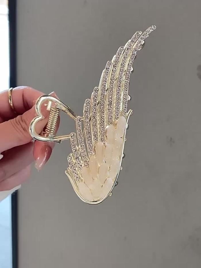 1pc, Elegant Large Hair Claw Clip, Angel Wing Design Rhinestone Shiny Hair Clip, Women Girls Daily Party Outdoor Decors, Versatile Zinc Alloy Hair Accessories, Ideal Choice For Gifts