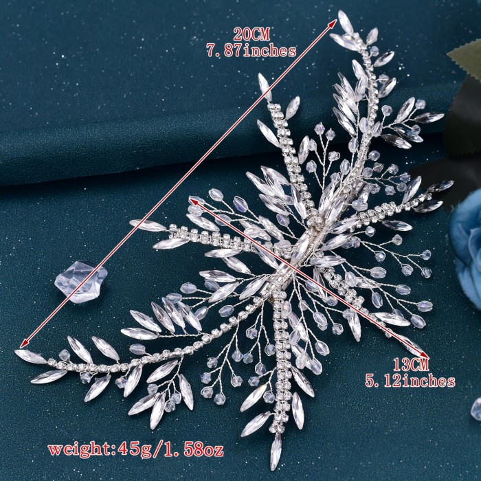 A Stylish Women'S Rhinestone Hair Clip, Handcrafted Bridal Hair Accessory Suitable for Weddings, Parties, And Proms.