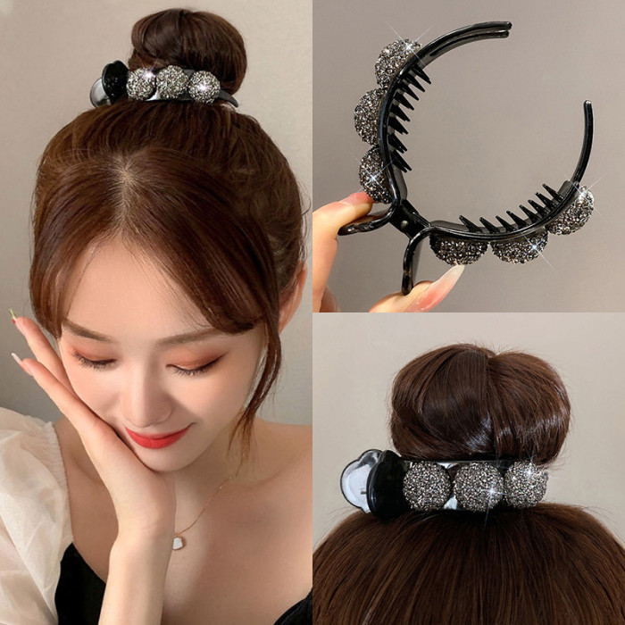 1pc Elegant Vintage Acrylic Hair Claw Clip with Rhinestone Accents, Large Sparkling Diamond Twist Ponytail Holder, Princess Style Hair Accessory for Women
