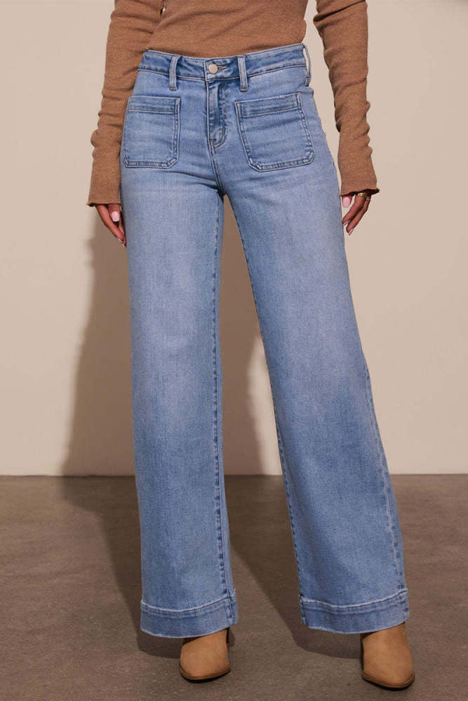 Casual Distressed Pocket High Waist Loose Denim Jeans
