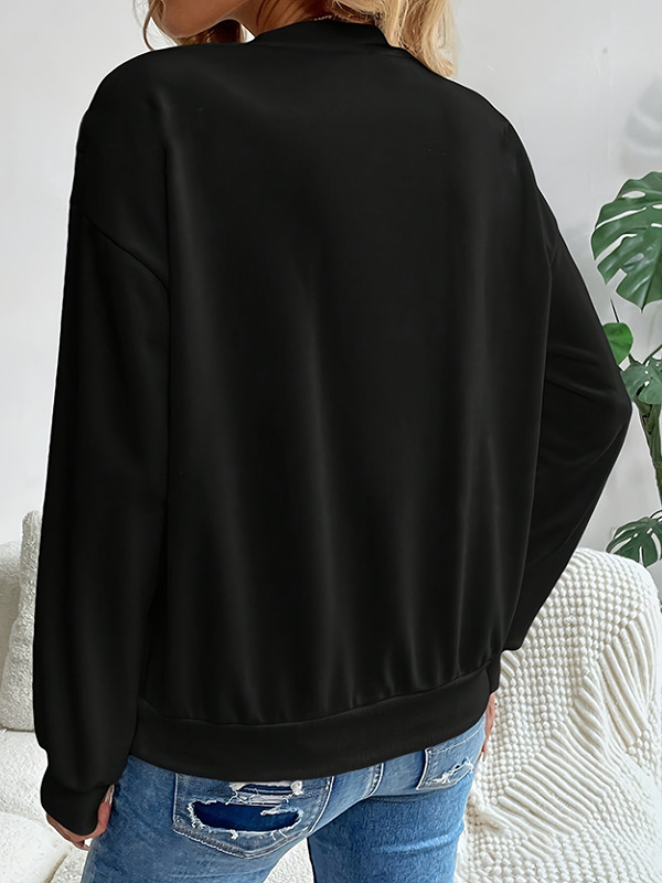 Leopard Bowknot Loose Long Sleeves Round-Neck Sweatshirt Tops