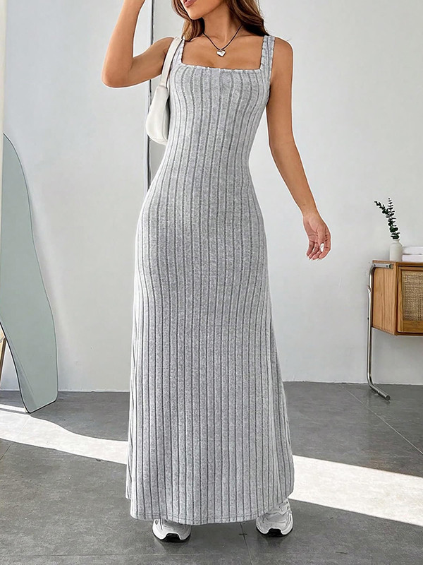 Solid Color Sleeveless Loose Spaghetti-Neck Maxi Dresses