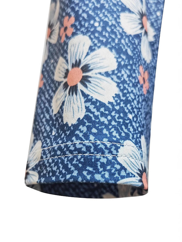 Split-Joint Flower Print Loose Long Sleeves Deep V-Neck Maxi Dresses