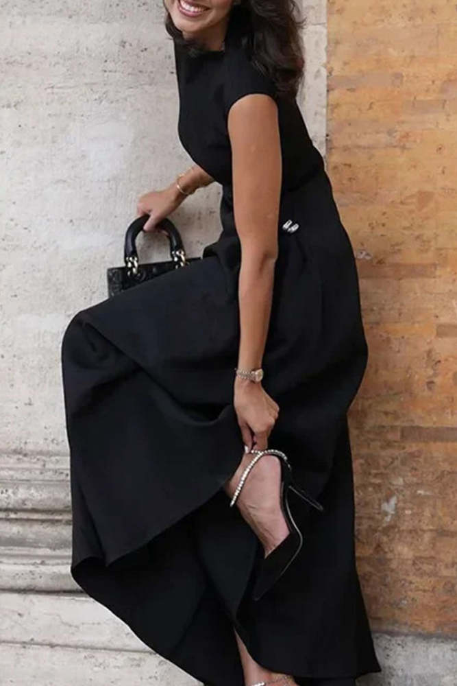 Elegant Ruched Turtleneck A Line Dresses