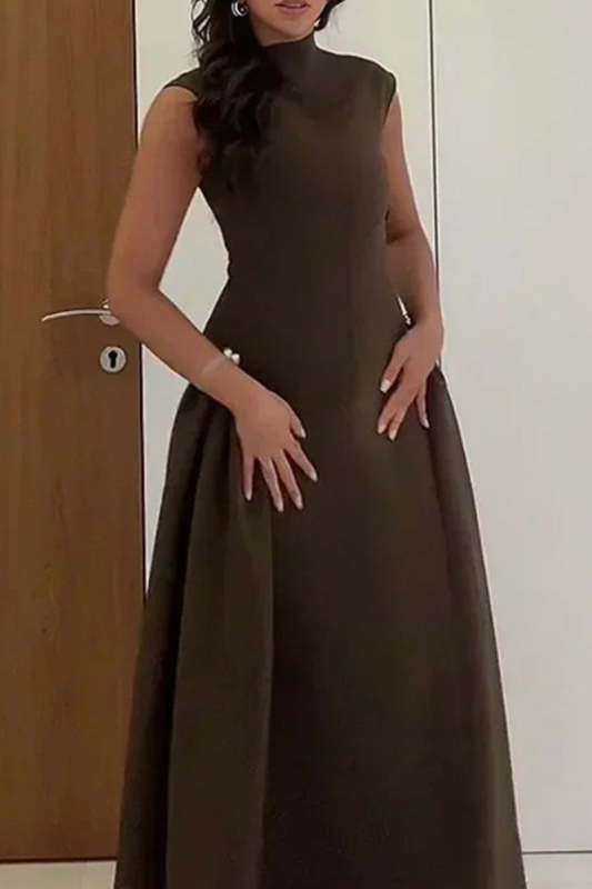 Elegant Ruched Turtleneck A Line Dresses