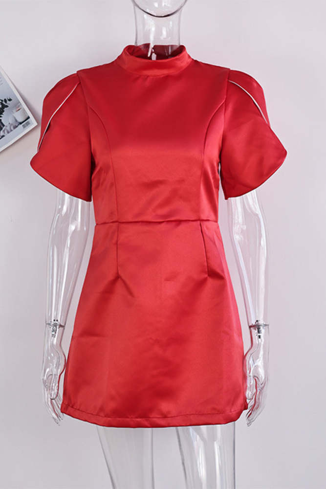 Elegant Bow Patchwork Pearls Decor Half A Turtleneck A Line Dresses