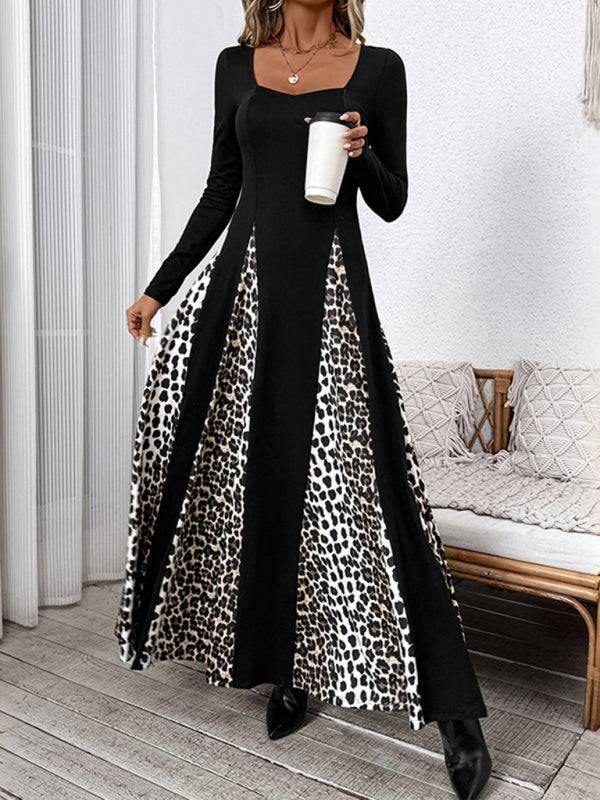 Women's Leopard Print Vintage Maxi Dress