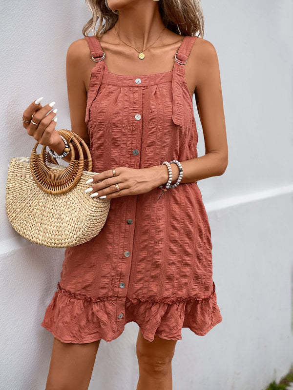 Women's Solid Textured Pleated Mini Dress