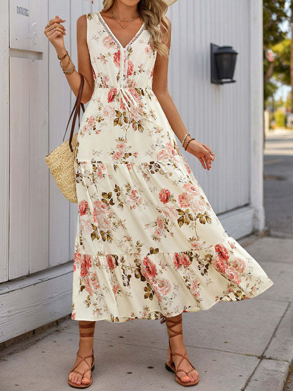 Women's Casual Printed Sleeveless Maxi Dress