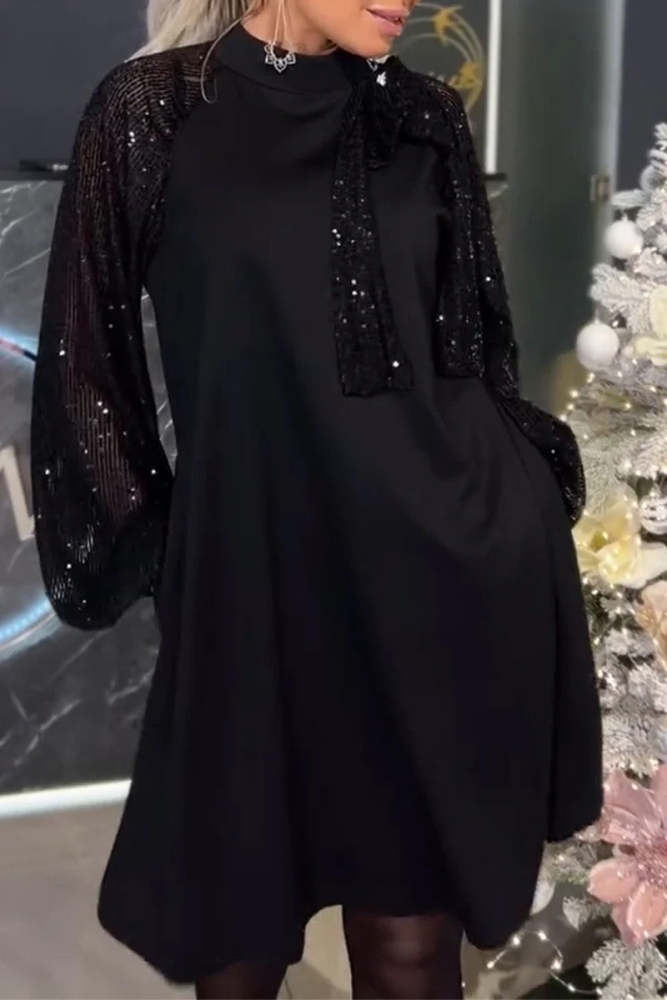 Elegant Sequins Sequined Half A Turtleneck A Line Dresses(5 Colors)