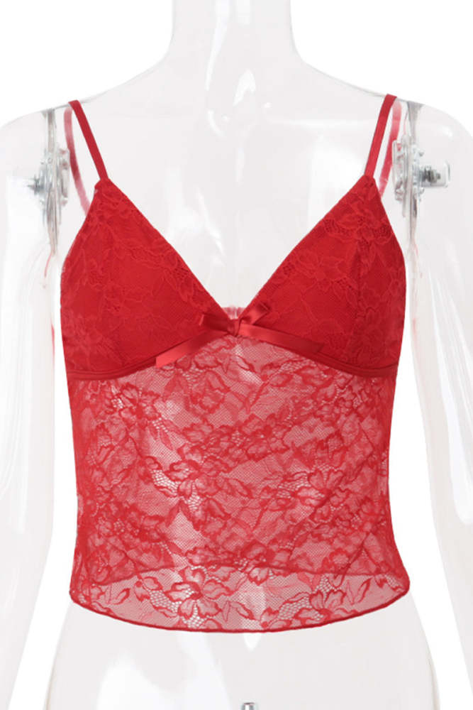 Sexy Solid Color Lace V Neck Tops(3 Colors)