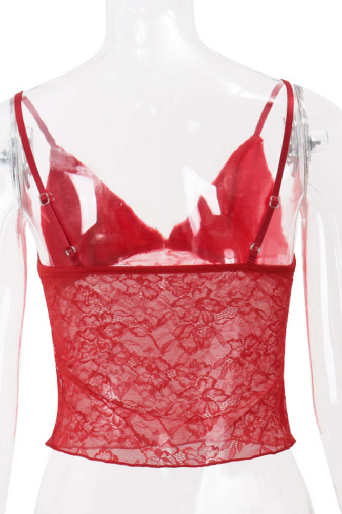 Sexy Solid Color Lace V Neck Tops(3 Colors)