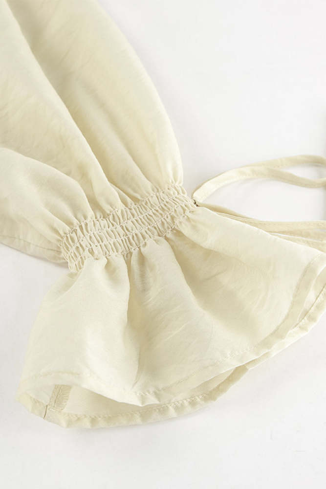 Casual Lace Up Flounce V Neck Long Sleeve Two Pieces