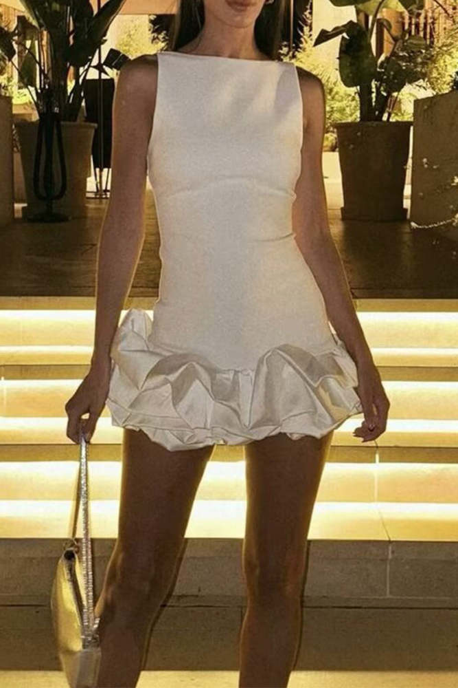 Sexy Ruched O Neck Sleeveless Dresses