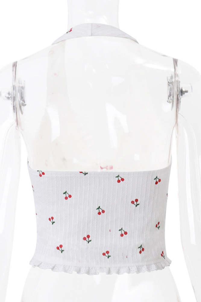 Sexy fruit Lace Backless Halter Tops