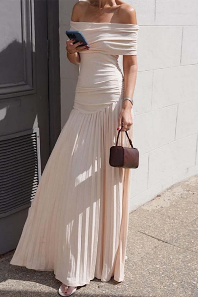 Sexy Ruched Off Shoulder Long Dresses