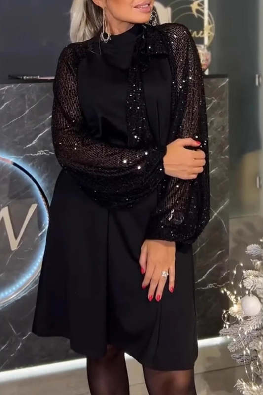 Elegant Sequins Sequined Half A Turtleneck A Line Dresses(5 Colors)