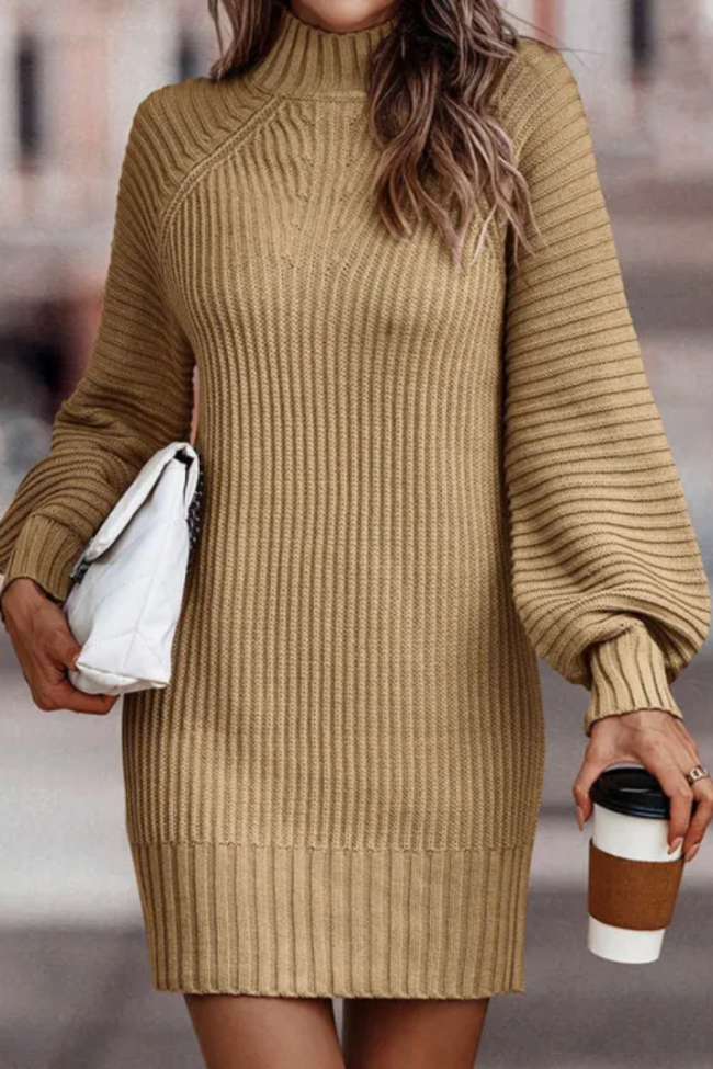 Vintage Knitted Long Sleeve Mini Sweater Dress