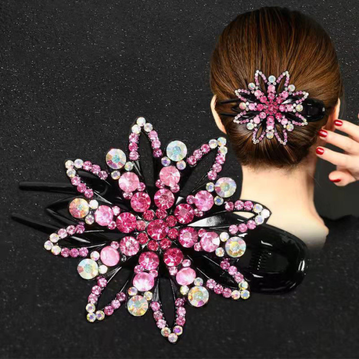 Luxurious Rhinestone Hair Claw Clip - Stylish Long Acrylic Duckbill Grip for Women, Simple yet Sophisticated Hair Accessory with Secure Hold and Easy to Use Design