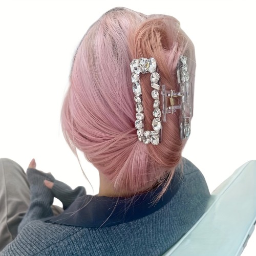 Elegant Hair Clip with Transparent Rhinestones, Shark Clip Hair Accessory.