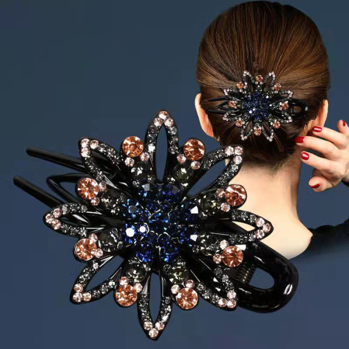 Luxurious Rhinestone Hair Claw Clip - Stylish Long Acrylic Duckbill Grip for Women, Simple yet Sophisticated Hair Accessory with Secure Hold and Easy to Use Design