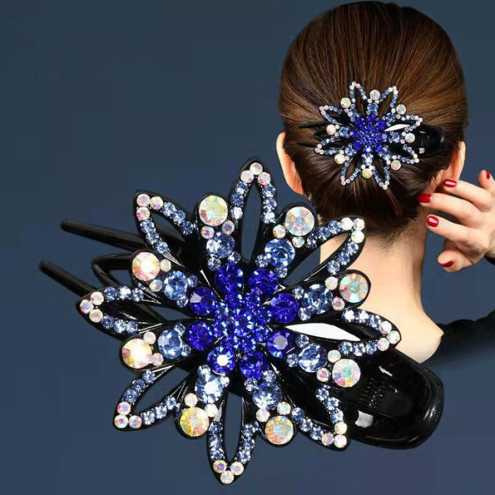 Luxurious Rhinestone Hair Claw Clip - Stylish Long Acrylic Duckbill Grip for Women, Simple yet Sophisticated Hair Accessory with Secure Hold and Easy to Use Design