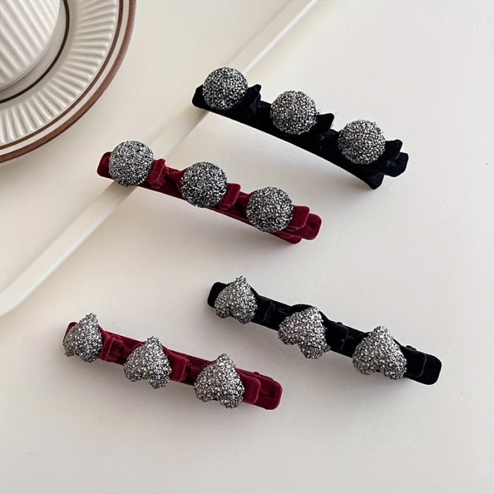 One Piece\u002F Four Piece Set Elegant Sparkling Diamond Embellished Hair Braid Clip Vintage Hair Side Clip for Women and Daily Use Valentine'S Day Christmas Birthday New Year Accessories