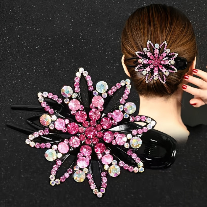 Luxurious Rhinestone Hair Claw Clip - Stylish Long Acrylic Duckbill Grip for Women, Simple yet Sophisticated Hair Accessory with Secure Hold and Easy to Use Design