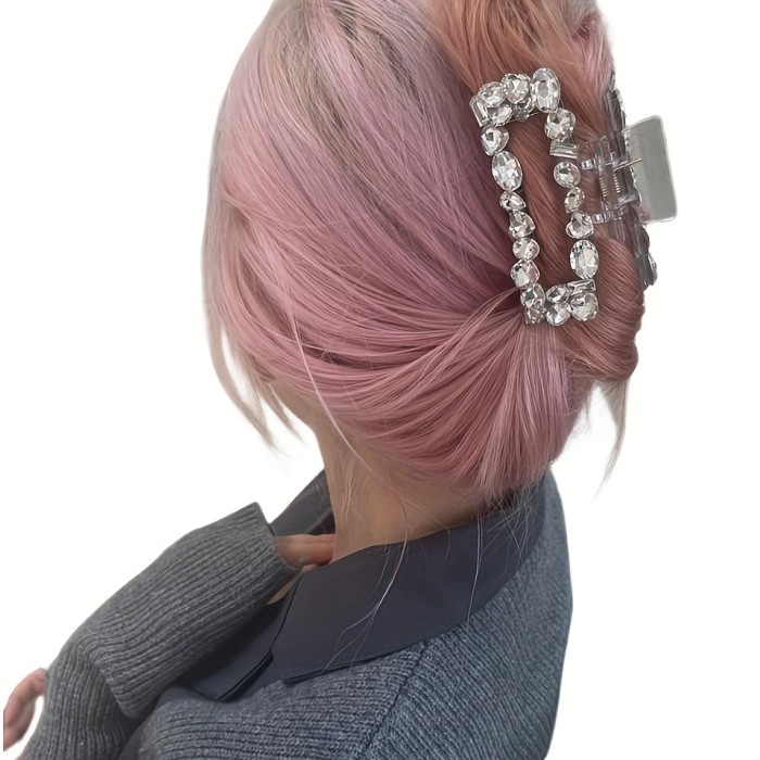 Elegant Hair Clip with Transparent Rhinestones, Shark Clip Hair Accessory.