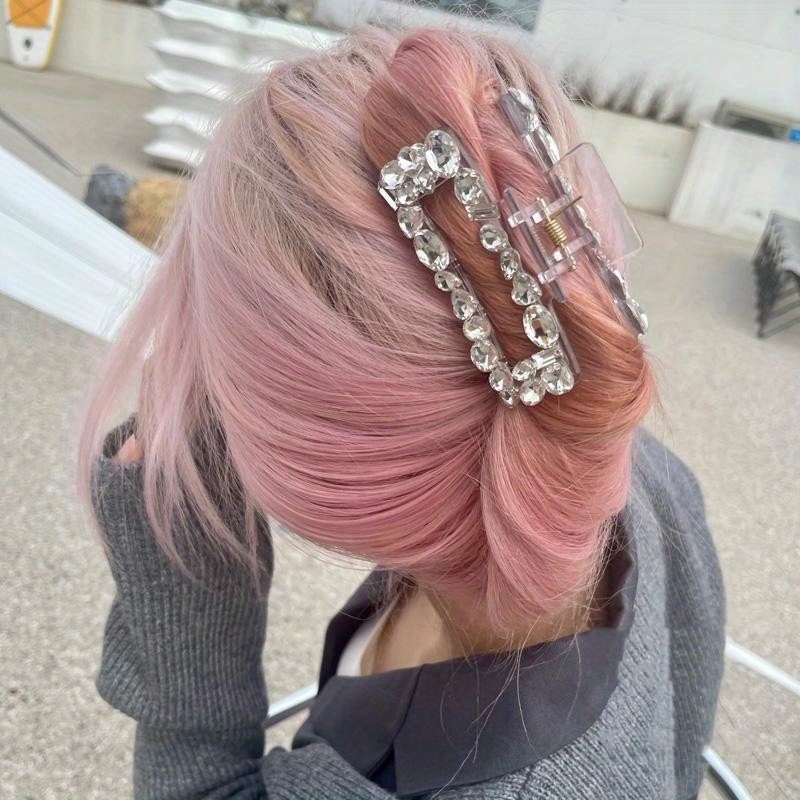 Elegant Hair Clip with Transparent Rhinestones, Shark Clip Hair Accessory.