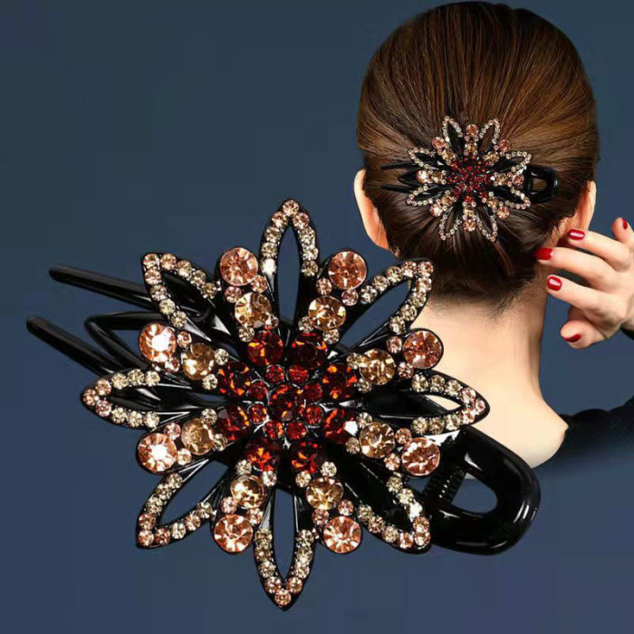 Luxurious Rhinestone Hair Claw Clip - Stylish Long Acrylic Duckbill Grip for Women, Simple yet Sophisticated Hair Accessory with Secure Hold and Easy to Use Design