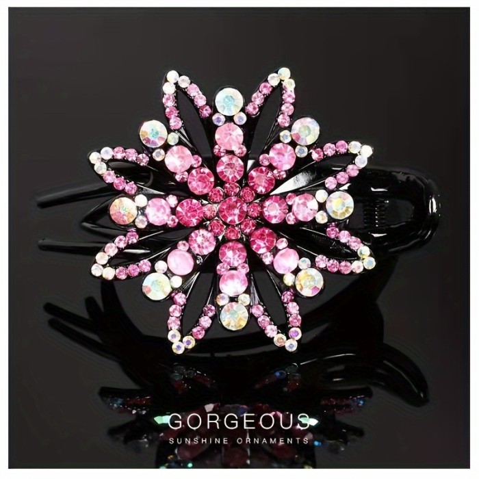 Luxurious Rhinestone Hair Claw Clip - Stylish Long Acrylic Duckbill Grip for Women, Simple yet Sophisticated Hair Accessory with Secure Hold and Easy to Use Design