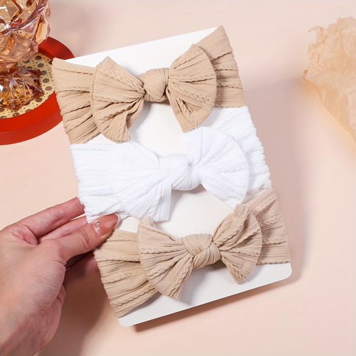 3pcs Baby Girls Bowknot Floral Headband Hairband Headwear Hair Accessories, Ideal Choice For Gifts