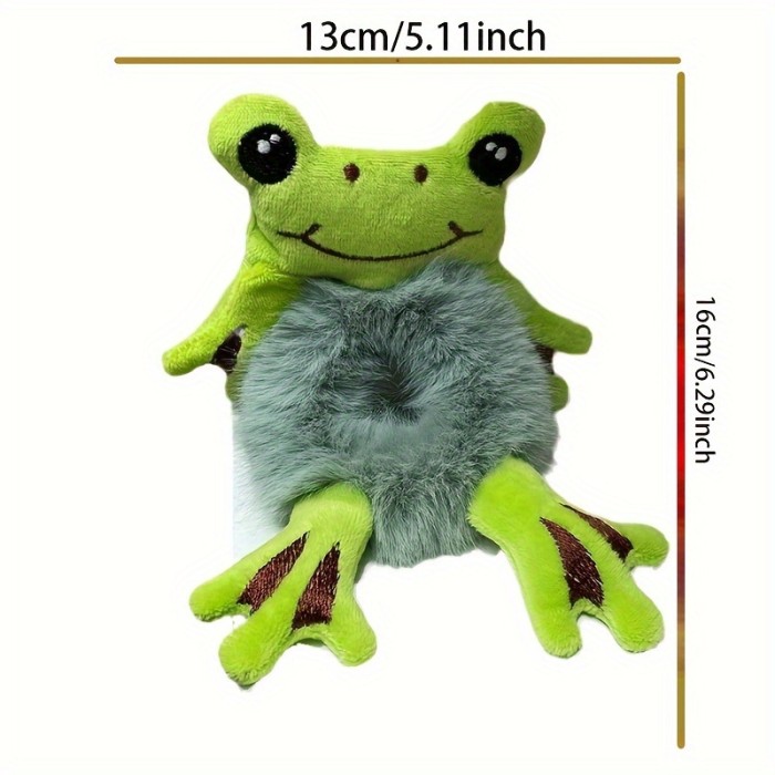 4-Piece Set Cute Cartoon Plush Animal Hair Ties for Women - Preppy Style, Mixed Color Frog\u002FBear\u002FCat Hair Accessories, Soft Acrylic Fiber, All-Season Elastic Hair Bands for Girls Over 15 Years Old