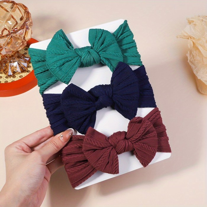 3pcs Baby Girls Bowknot Floral Headband Hairband Headwear Hair Accessories, Ideal Choice For Gifts